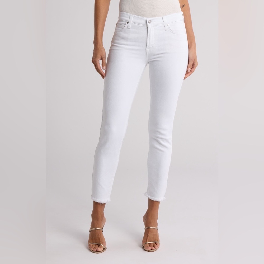 Women's 7 for all mankind White cropped skinny Jeans